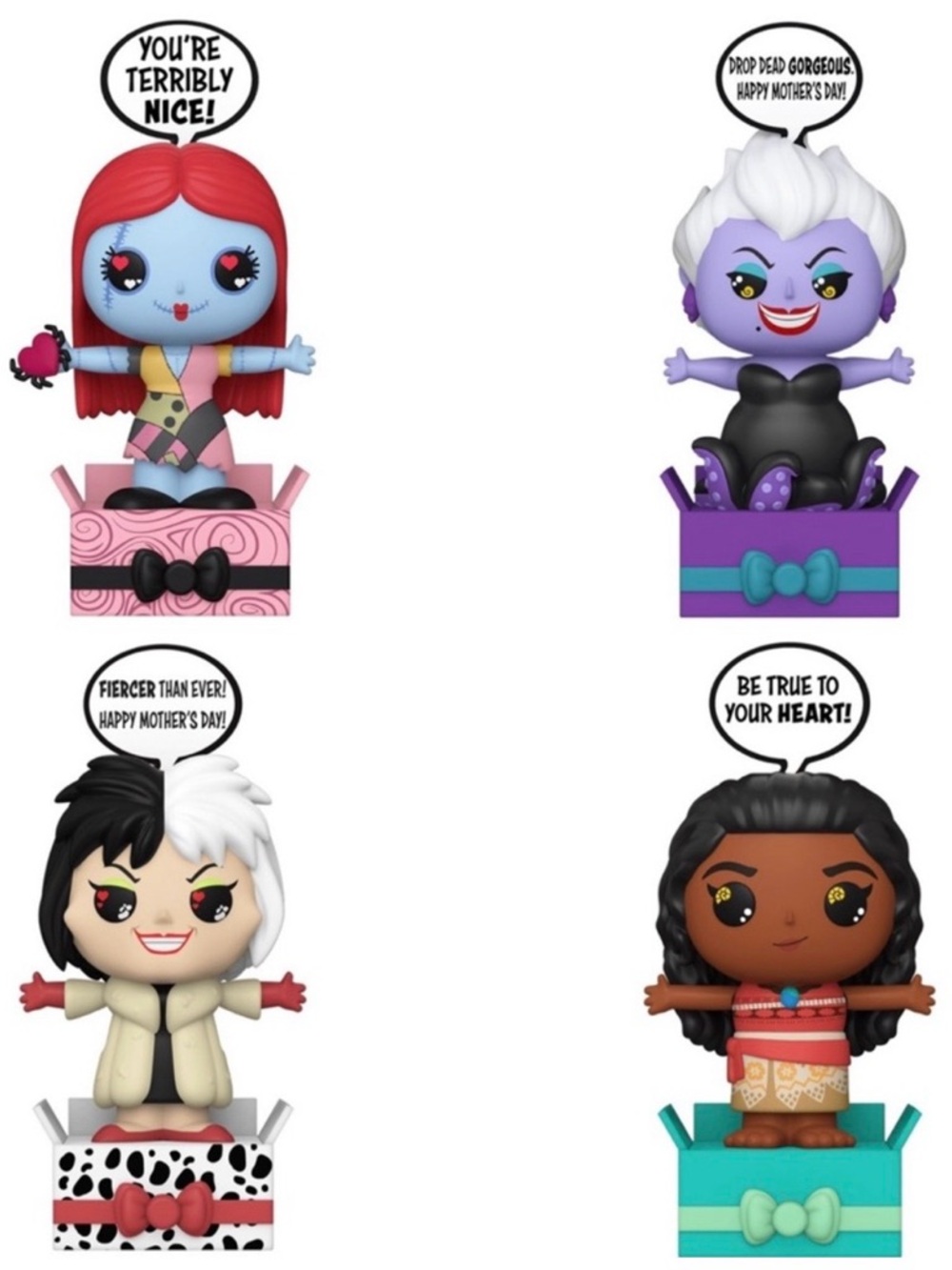 4 Funko Popsies: Vinyl Pop-Up Figures Moana Cruella DeVille Ursula Sally